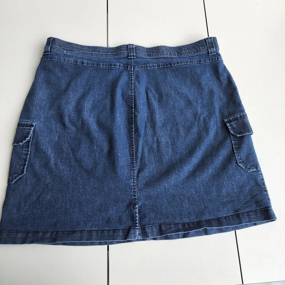 Riders by Lee Denim Jean Skirt Women's Blue Sz 18 Medium Cargo Pockets Stretch